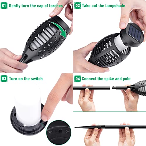 IkeeRuic Solar Lights Outdoor, Solar Torch Light with Flickering Flame for Outdoor Decor, Solar Garden Lights, Waterproof ...