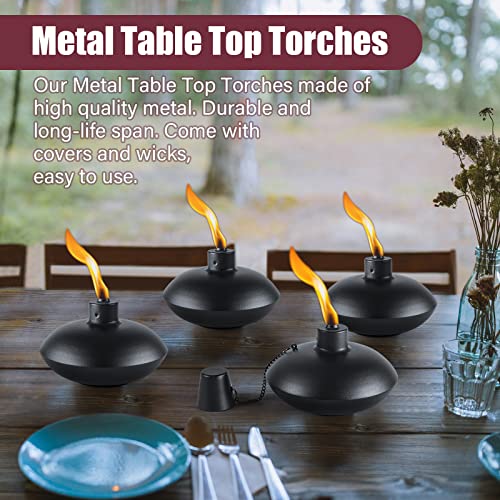 ZSZMFH 6 Pack Metal Table Top Torches,18 oz Citronella Torches for Outside， Refillable Citronella Flame Light Torch with W...