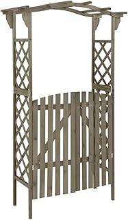 Pergola Grey Solid Firwood, Solid Pine Wood Large, Garden Arches, Trellises, Arbours & Pergolas, 316393