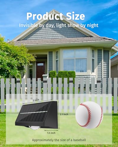 Solar Fence Lights Outdoor Waterproof High Brightness LED Spot Lens Deck Lights 7 Mode Warm & Cool White RGB Solar Powered...