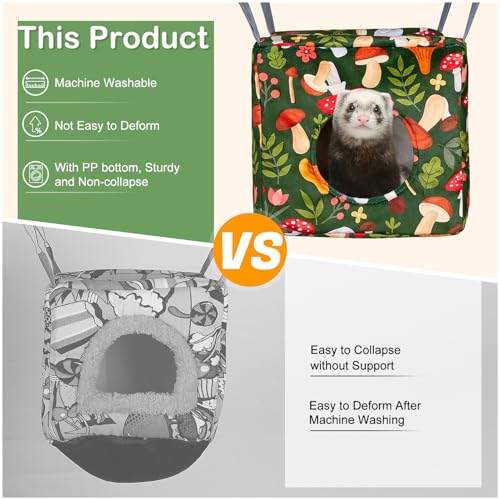 Glittme Ferret Hammock 4 Pack Ferrets Cage Accessories Washable Rat Hammock on Ferrets Cage Soft Guinea Pig hammocks for R...