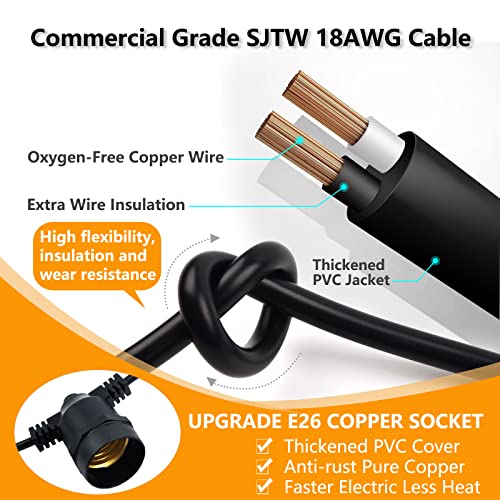alitade 108FT (27FT*4) LED Outdoor String Light Waterproof Terrace Light, S14 Shatterproof Replaceable Bulb (4 Spare Bulb...