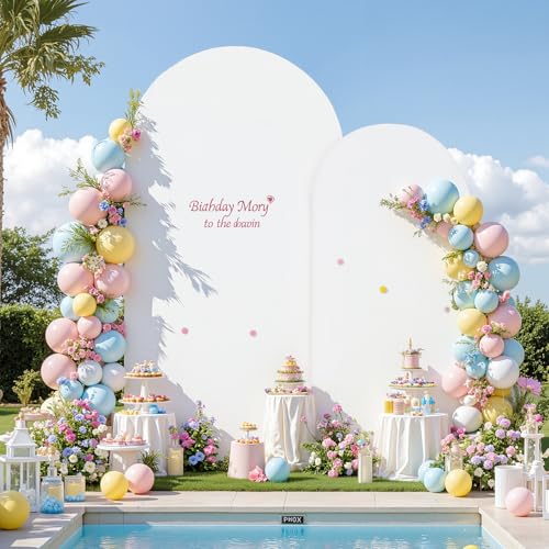 White and Beige Arch Backdrop Cover 7.2FT 6FT Wedding Arch Covers Set of 2 Arches Covers Stretchy Backdrop Spandex Fitted ...