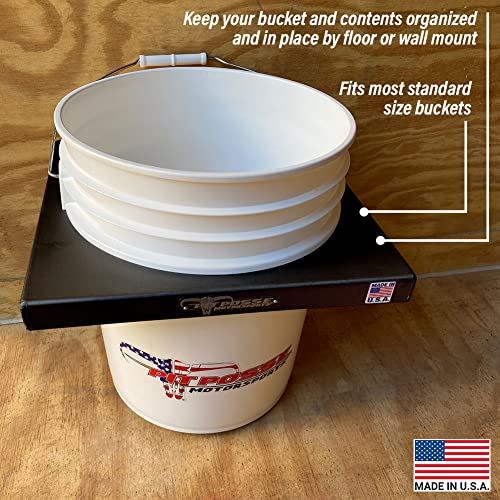Pit Posse PP3352BK 5 Gallon Bucket Holder Rack Stand - USA Made - Garage, Trailer, Shop Storage - Fits Yeti or Standard 5 ...