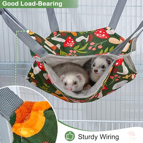 Glittme Ferret Hammock 4 Pack Ferrets Cage Accessories Washable Rat Hammock on Ferrets Cage Soft Guinea Pig hammocks for R...