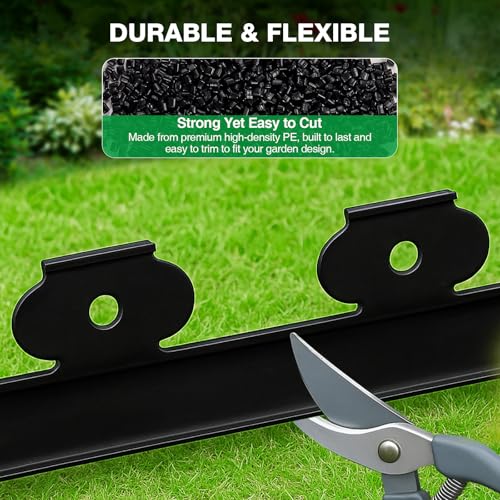 MIXC Garden Edging Border, 100FT 2 Inch Tall Plastic Landscape Edging with 150 Stakes, Flexible Tool-Free Lawn Border for ...