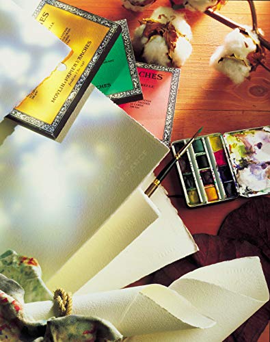 Arches Aquarelle – Pad of 20 Sheets 26 x 36 cm Glued on 4 Sides 300 g/m² – Fine Grain, Natural White, 4 Free Edges