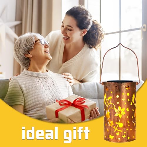 2 Pack Solar Lanterns Outdoor Waterproof Hummingbirds Birthday Gifts for Women Mom Grandma Garden Decor Hanging LED Decora...