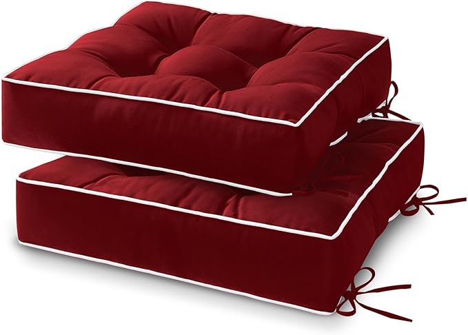 HARBOREST Outdoor Chair Cushions Set of 2, Tufted Patio Chair Cushions with Ties, Square Corner Outdoor Cushions for Patio...