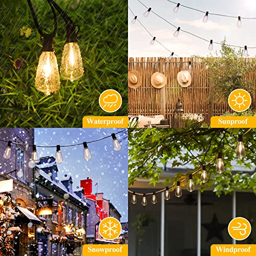 Brightever LED Outdoor String Lights 100FT Patio Lights with 52 Shatterproof ST38 Vintage Edison Bulbs, Outside Hanging Li...