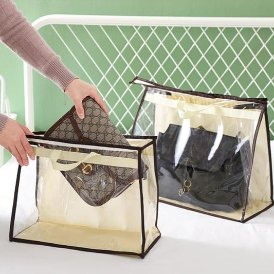 1 Pack Dust Bags for Handbags, Clear Handbag Storage Organizer for Closet, Purse Protector Storage Bag with Zipper and Han...