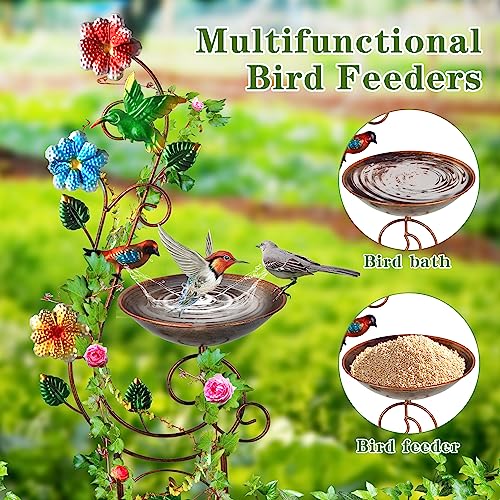 YADOOLIFE 57” Bird Bath with Garden Trellis for Climbing Plants Outdoor, Small Decorative Trellises Metal Birdbath Bird Ba...