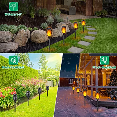 IkeeRuic Solar Lights Outdoor, Solar Torch Light with Flickering Flame for Outdoor Decor, Solar Garden Lights, Waterproof ...
