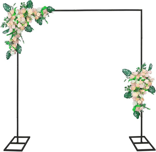 IKULE 6.6FT Black Metal Wedding Arches for Ceremony Square Balloon Arch Stand Rectangular Backdrop Stand for Anniversary B...