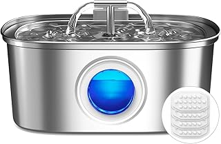 Cat Water Fountain Stainless Steel: 108oz/3.2L Cat Fountain for Drinking with Filter - Pet Water Fountains for Cats Inside...