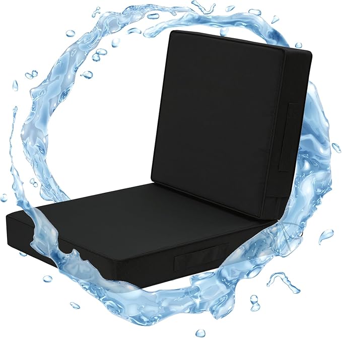 Wellsin Outdoor Cushions for Patio Furniture, Waterproof Outdoor Seat Cushions with Ties and Handle, Outdoor Cushions 24 X...