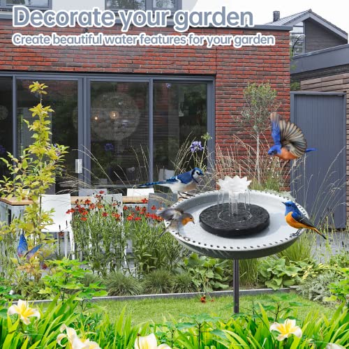 Feemiyo Bird Bath with Solar Powered Fountains for Hummingbirds,Stable Stylish Design with 5-Prong Base,Hummingbird Bird B...
