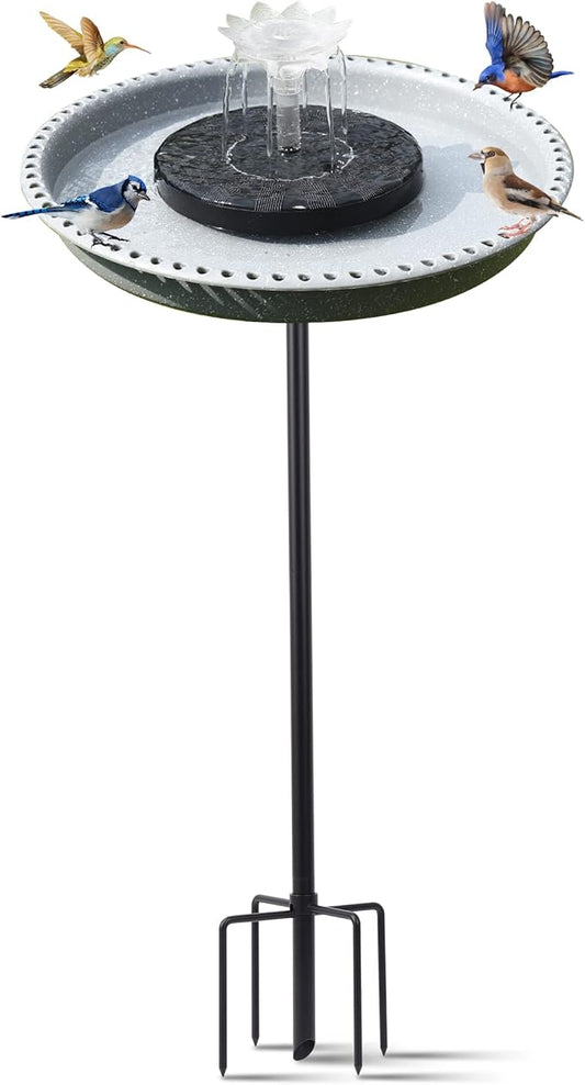Feemiyo Bird Bath with Solar Powered Fountains for Hummingbirds,Stable Stylish Design with 5-Prong Base,Hummingbird Bird B...