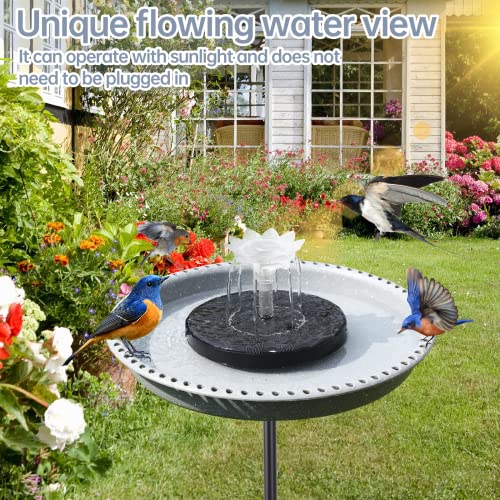 Feemiyo Bird Bath with Solar Powered Fountains for Hummingbirds,Stable Stylish Design with 5-Prong Base,Hummingbird Bird B...
