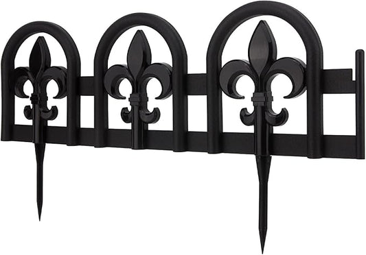 Evelyne Black Garden Border Plastic Edging: Wrought Iron Design - 15pcs Black Yard Landscaping Fence Liner Lawn Edge Barri...