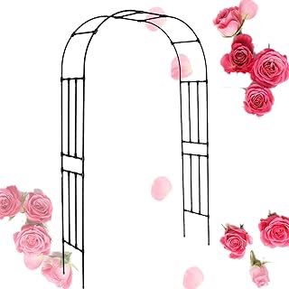 FERKAP Outdoor Metal Garden Arch Trellis, Rose Arches Pergola Arbor, for Various Climbing Plant Lawn Backyard,High 240cm D...