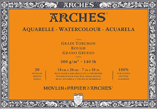 Arches Watercolor Block - 7" x 10", Rough, 20 Sheets