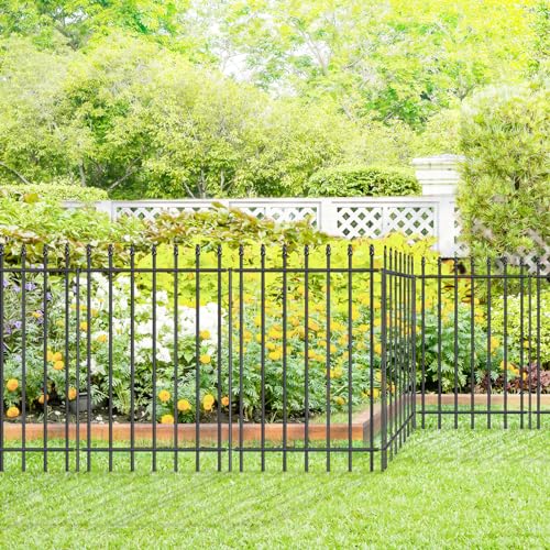 FOREHOGAR Metal Garden Fence 36 in H x 10 ft L,Border Fence Panels Animal Barrier for Dogs, No Dig Garden Fencing for Yard...