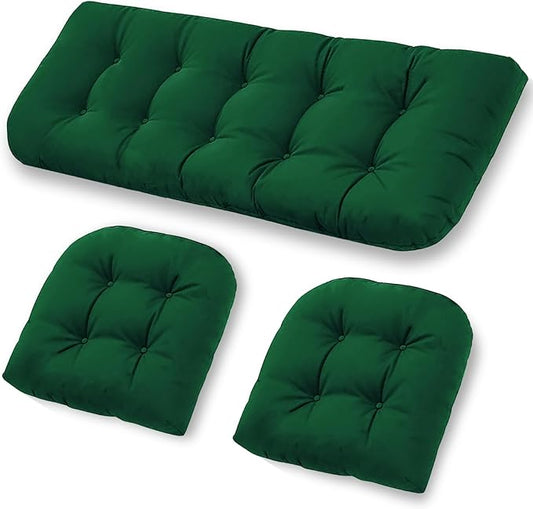 cnsmak Wicker Chair Cushions Set of 3, Waterproof Outdoor Cushions Set for Patio Furniture, 1 Loveseat & 2 Seat Pads, Thic...