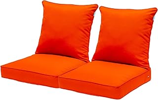 QILLOWAY Outdoor Chair Cushion Set,Outdoor Cushions for Patio Furniture,Set of 2,Orange