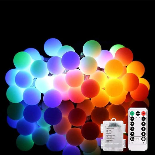 ALOVECO LED String Lights 18ft 50 LEDs Battery Operated String Lights with Remote 8 Modes Waterproof Globe Starry Fairy Li...