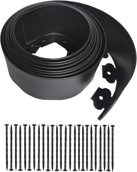 Landscape Edging Kit,20FT Plastic Garden Edging with 25 Stakes,4.5 Inch Tall Lawn Edging for Yard,Lawn,Flower Gardens Border