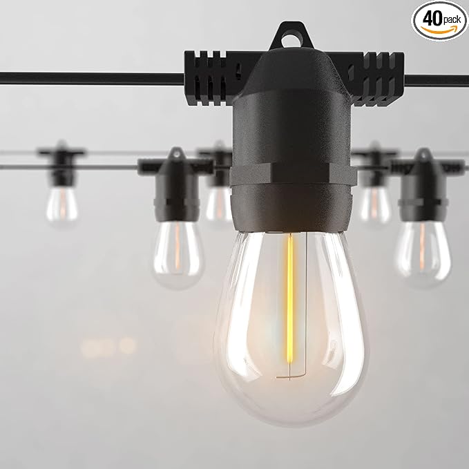 alitade 108FT (27FT*4) LED Outdoor String Light Waterproof Terrace Light, S14 Shatterproof Replaceable Bulb (4 Spare Bulb...