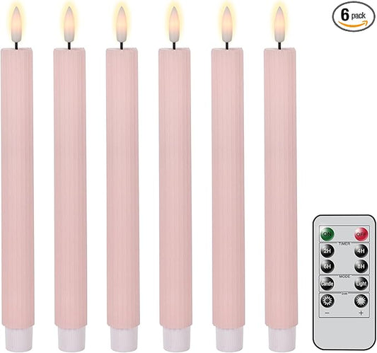 Lasumora Spring Taper Candles Pastel Flameless Flickering with Remote Timer, Battery Operated Warm Light LED Candles Strip...