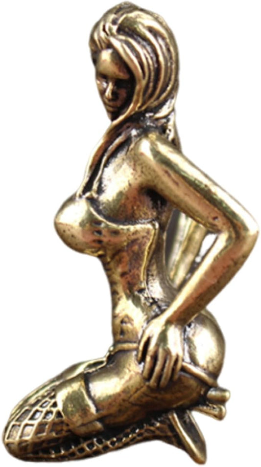 LSBDJDL Brass Sexy Women Body Art Miniatures Statue,Metal Female Sculpture Desktop Statues for Home Decor (Sexy Sitting Wo...