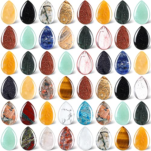 Nuenen 50 Pieces Worry Stones for Anxiety Teardrop Crystal Bulk 0.9 Inch Waterdrop Gemstone Thumb Healing Stress Pocket St...