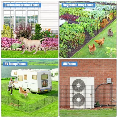 GDKASRNY 16 Panels Garden Fence,Rustproof Metal Fence Panels - 32in (H)×37.8ft (L) Garden Fencing Animal Barrier with Gat...