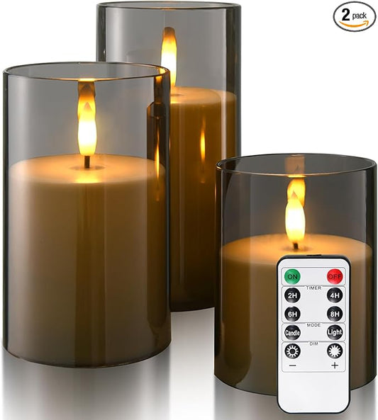 Flameless Candles Battery Operated Candles- Flickering LED Candles with Realistic 3D Buld and Remote Control &Timer for We...