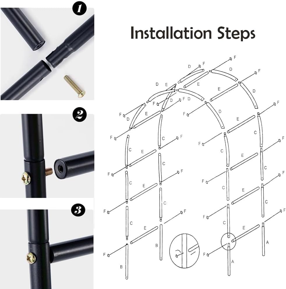 Adorox 7.8ft Garden Arch Trellis for Climbing Plants, Metal Arch Frame, Pumpkin Archway Outdoor Garden Arbors and Arches f...