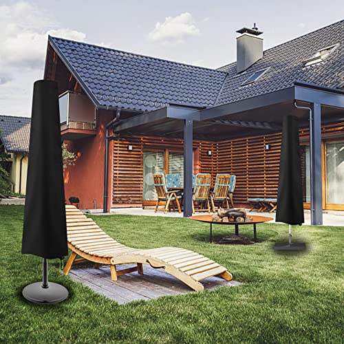 Patio Umbrella Cover - Waterproof Patio Parasol Covers with Zipper for 7ft to 11ft Outdoor Umbrellas Black