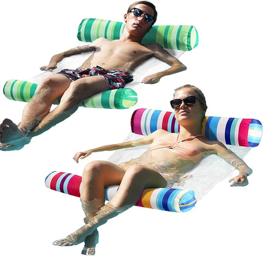 FindUWill 2 Pack Fabric Water Swimming Pool Floats Hammock, XL, Inflatable Multi-Purpose Water Hammocks Floaties (Saddle, ...