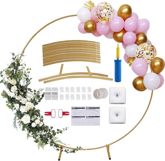 6.6 Ft Round Balloon Arch Stand Kit Wedding Arches For Ceremony Circle Backdrop Stand For Parties Wedding Birthday Decorat...