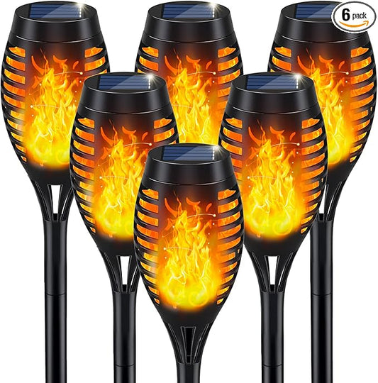 IkeeRuic Solar Lights Outdoor, Solar Torch Light with Flickering Flame for Outdoor Decor, Solar Garden Lights, Waterproof ...