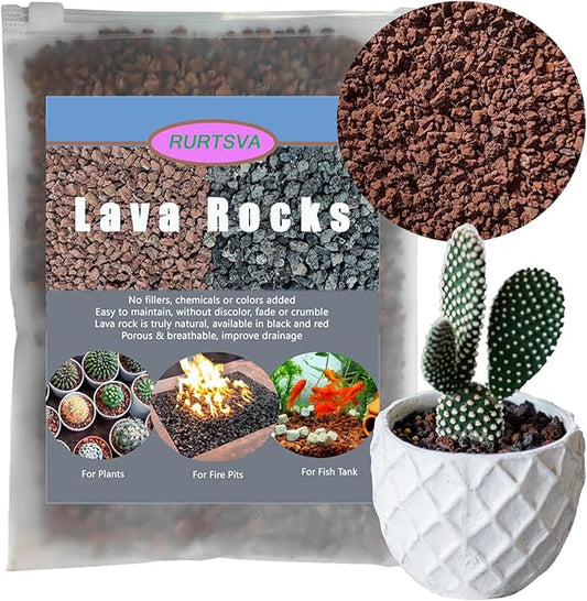 Lava Rocks for Plants, Volcanic Stones Gravel Horticultural Drainage Potting Soil for Indoor Outdoor Plants, Succulents, B...