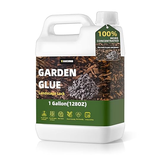 1 Gallon Garden Glue– Safe & Strong Mulch Glue for Home Yards –Covers 2X Area,Holds Mulch, Stones,Pebbles & Pine Straw in ...