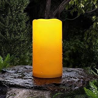 Homemory Large Solar Candles Outdoor Waterproof, 4"x8", Dusk to Dawn, Solar Powered Flameless Candles for Outdoor, Lanterns