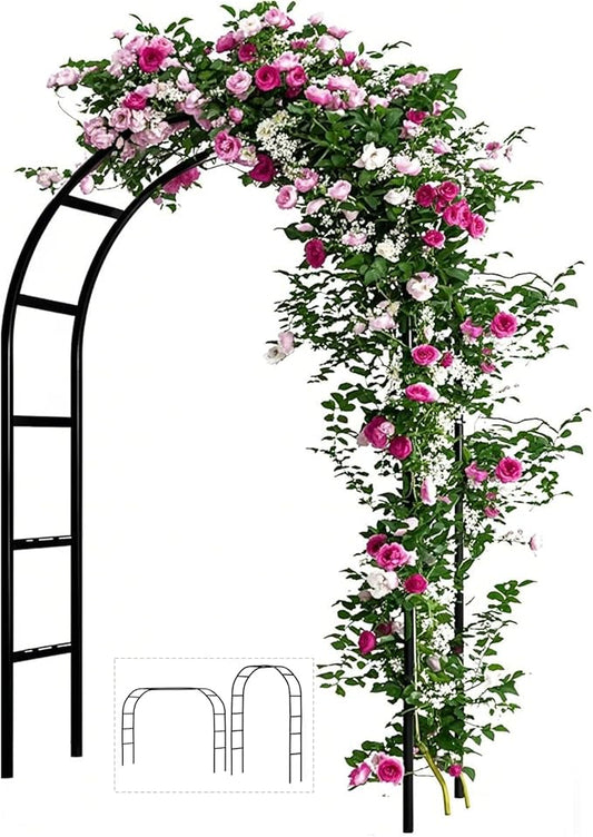 Adorox 7.8ft Garden Arch Trellis for Climbing Plants, Metal Arch Frame, Pumpkin Archway Outdoor Garden Arbors and Arches f...