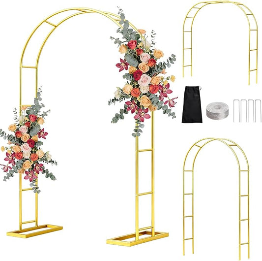 DEVISEFUN Arch Backdrop Stand,6.6FTx3.5FT Metal Pergola Arbors,Gold Garden Wide Arbors and Arches Trellis for Climbing Pla...