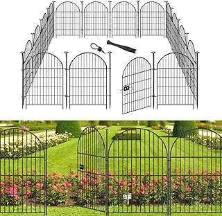 Okaygardn Tall Garden Fence with Gate, 32 in(H) x35 Ft(L) Garden Fencing Animal Barrier, 16 Panels Dog Digging Fences Barr...