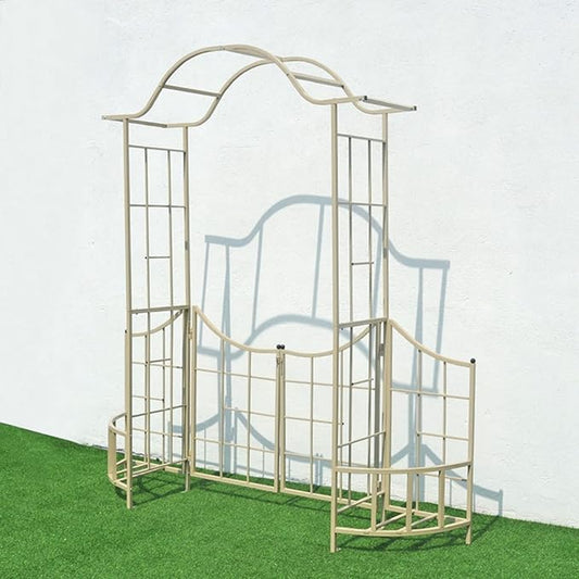 Garden Arch with Metal Frame Decorative Garden Arch Iron Arbor, Trellis Climbing Plant Pergola Arches Arbor, Fence and Pla...