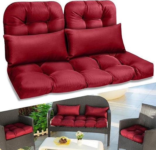 1 MIDDLE ONE Wicker Chair Cushions 3 Piece Set and 2 Piece Lumbar Support Cushion, Outdoor Wicker Patio Furniture Cushion...